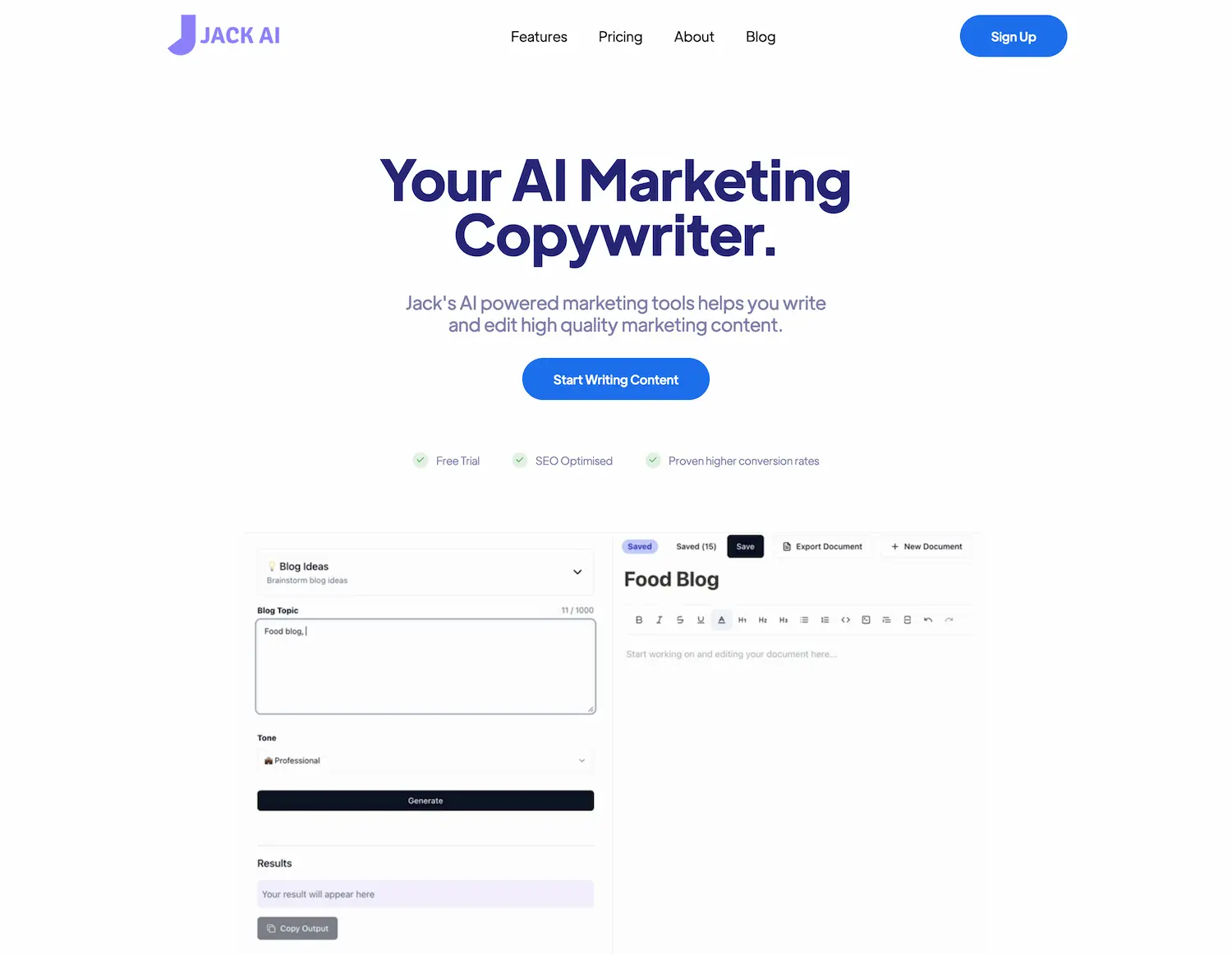Jack AI - Marketing AI Copywriting screenshot