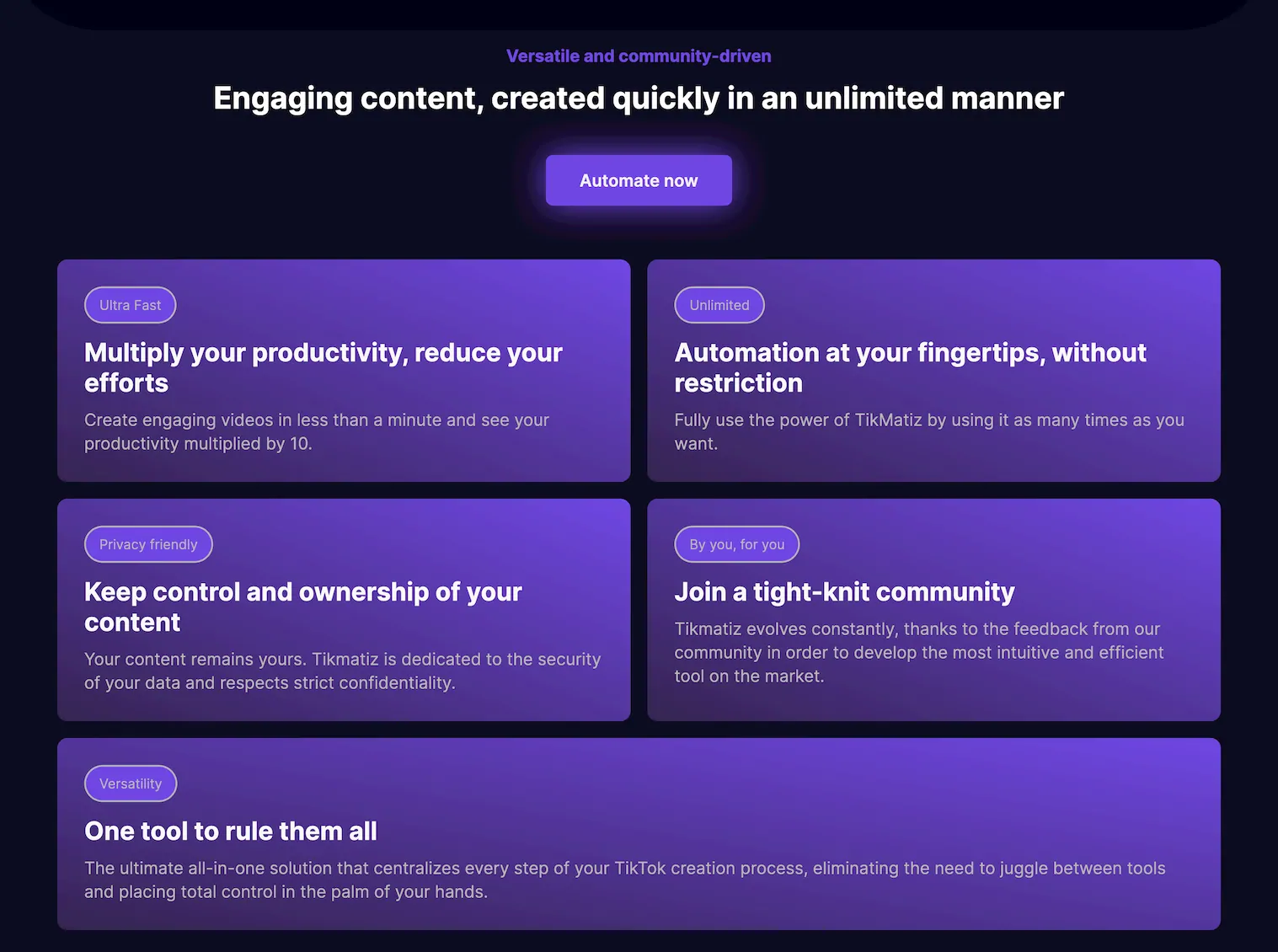 TikMatiz - Automate TikTok pricing and features