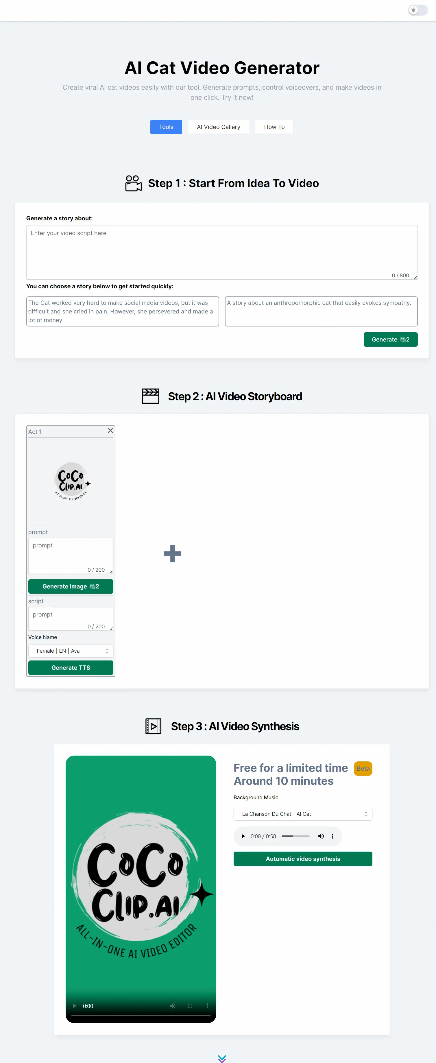 Cococlip.AI AI Cat Video Generator