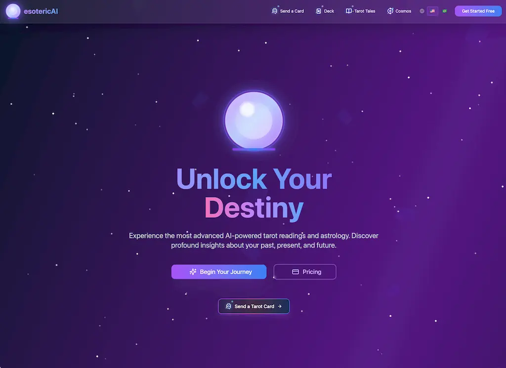 esotericAI official website homepage screenshot