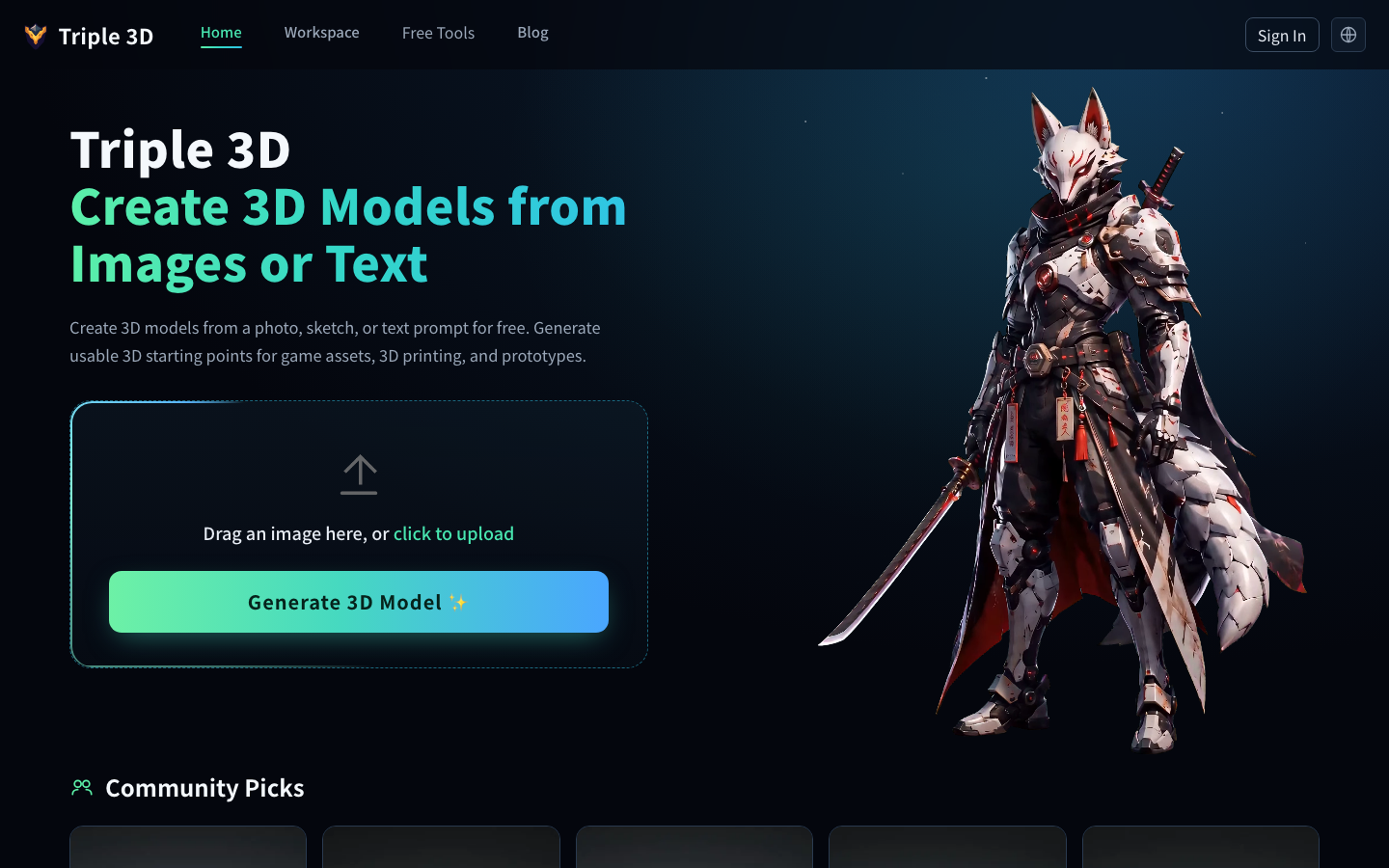Triple 3D official website preview